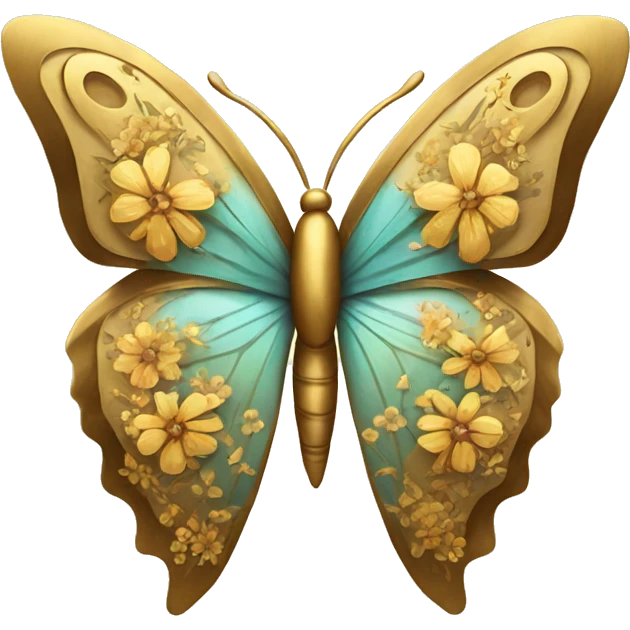Golden butterfly with floral pattern on it emoji