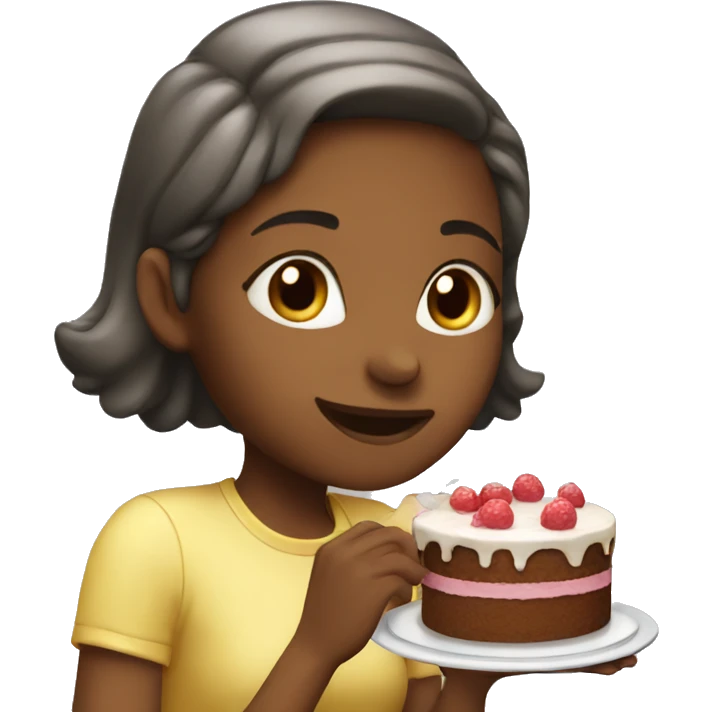 Girl eating cake emoji