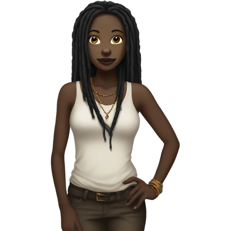 Blackest women with dreads that are really long, nice outfits  emoji