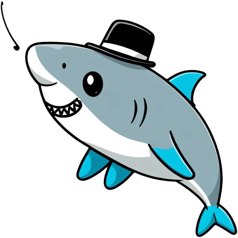 Shark with a top hat emoji