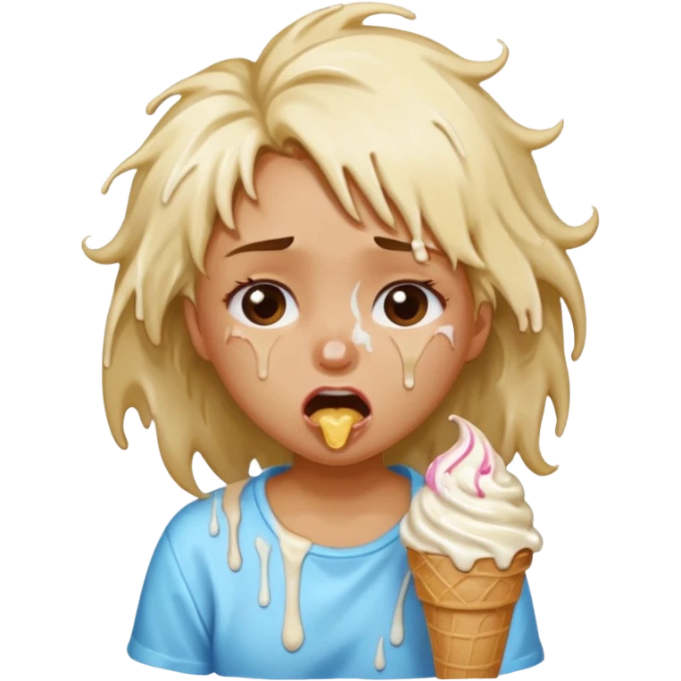 a crying girl with ice cream   emoji