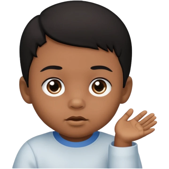 Baby boy with black hair and brown skin and black eyes emoji