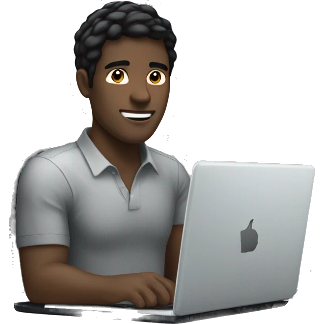 white man with black hair on his laptop emoji