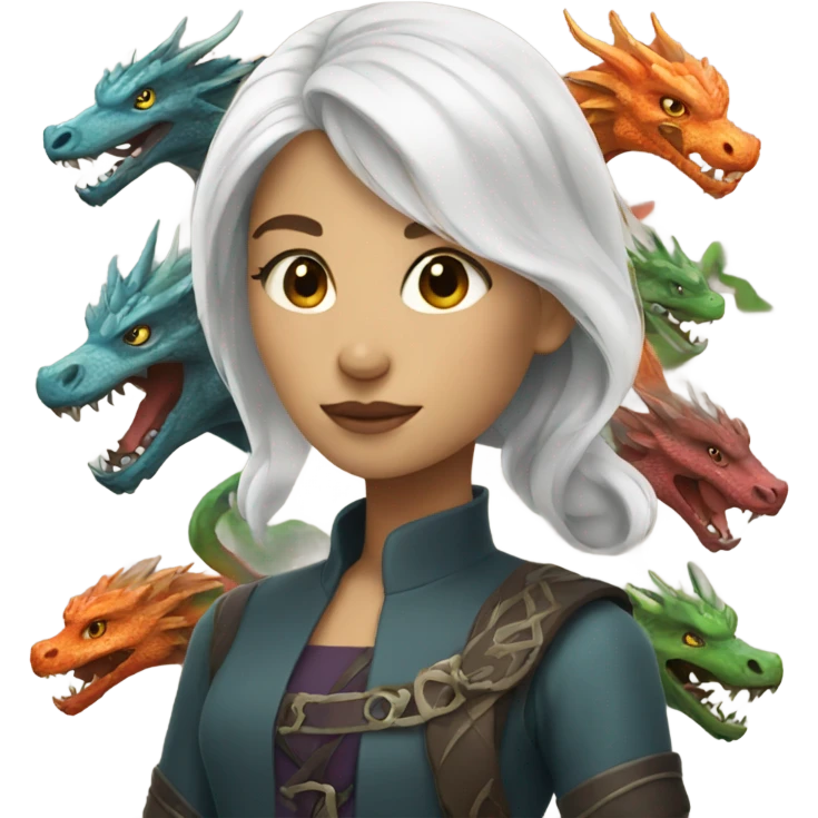 Whitehaired Girl with Dragons emoji