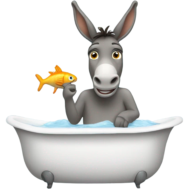 Donkey in a bathtub with a fish in its mouth emoji