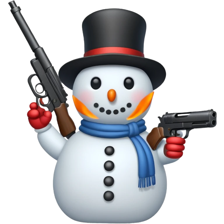 snowman shooting gun with bullets emoji
