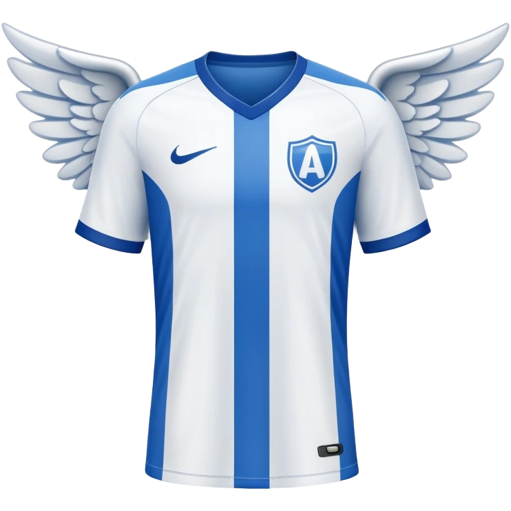 Blue and white soccer jersey with an angel symbol on the front emoji