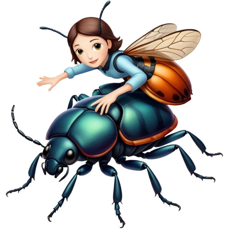 a person riding a bug emoji