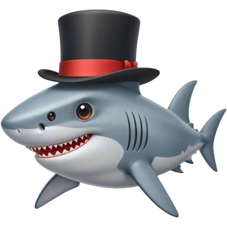 Shark with a top hat emoji