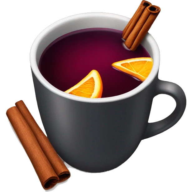 mulled wine with cinnamon and orange in a cup emoji