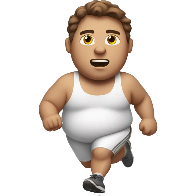 A fat white guy with brown hair running in athletic clothes emoji