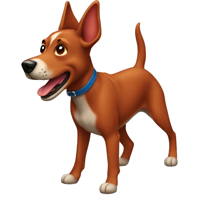 solid red dog with pointed ears running emoji
