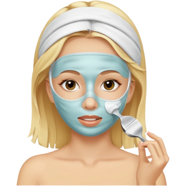 Una chica rubia haciendo skincare emoji