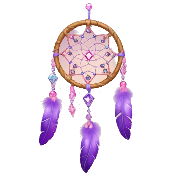A dream catcher with small purple and pink diamonds that dangle emoji