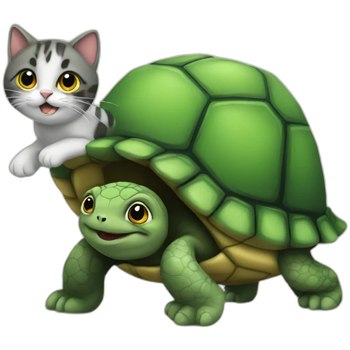 turtle carrying cat emoji