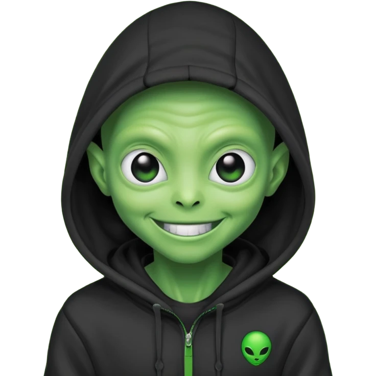 a portrait of aliens wear black hoodie emoji