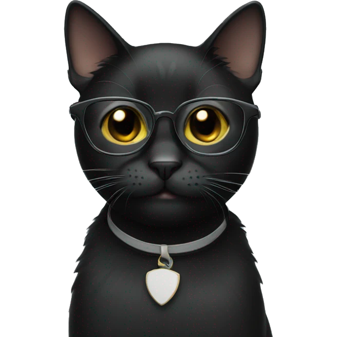 black cat with glasses emoji