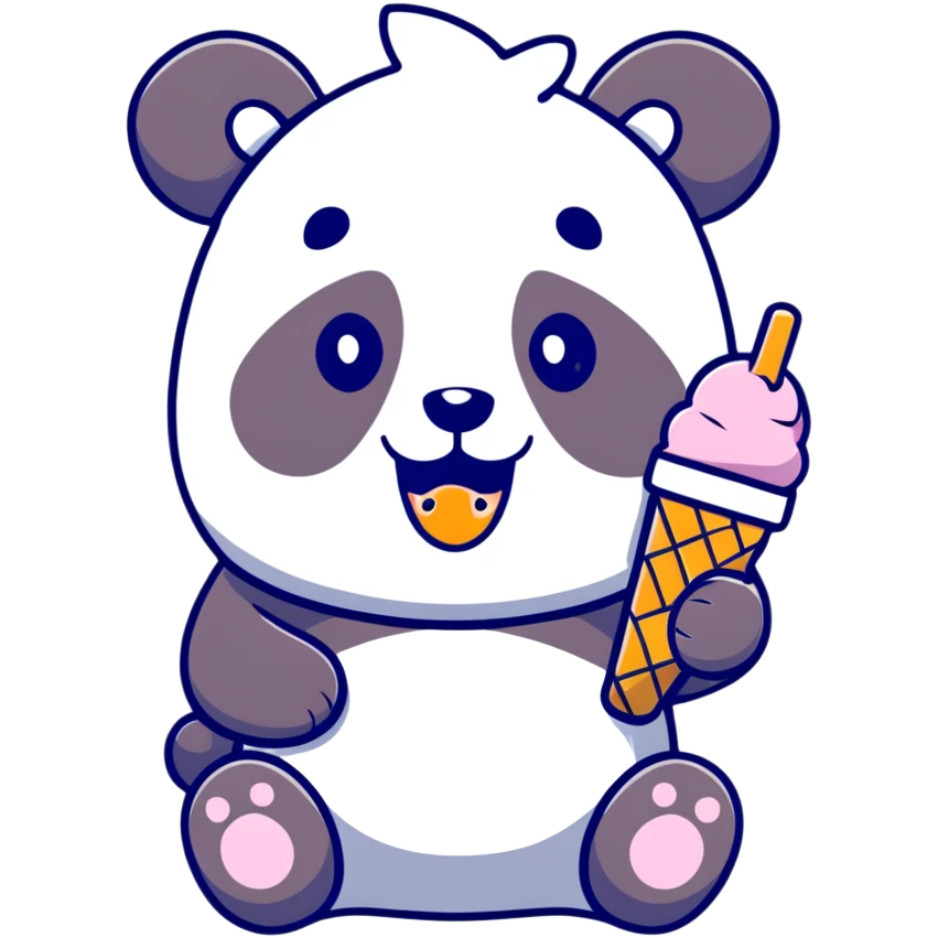 Panda eating ice cream emoji