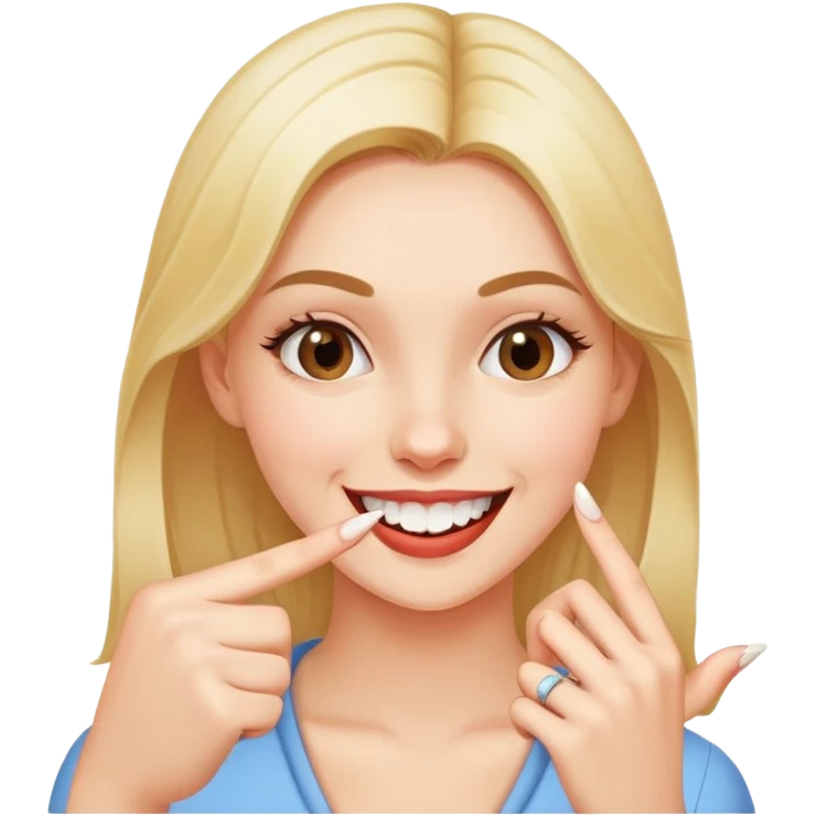 Can you make a girl who is bitting her pointer finger nail like flirty and smiling  emoji