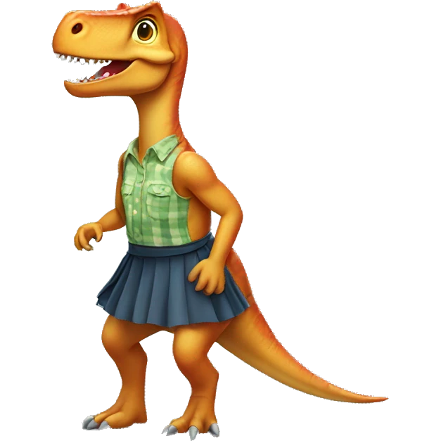 Dinosaur wearing a skirt emoji