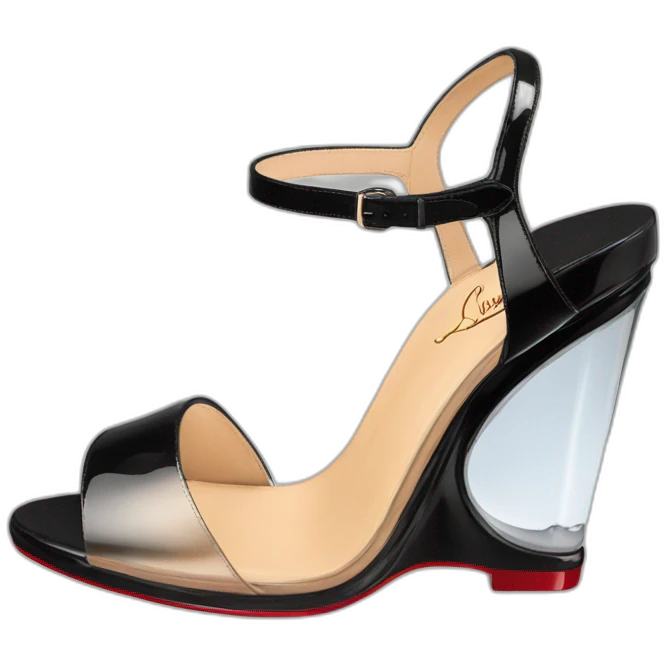WEDGE heel LOUBOUTIN black leather PATENT emoji