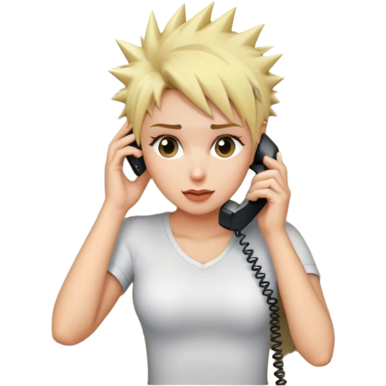 Lady with short spikey blonde hair on phone on the sofa emoji
