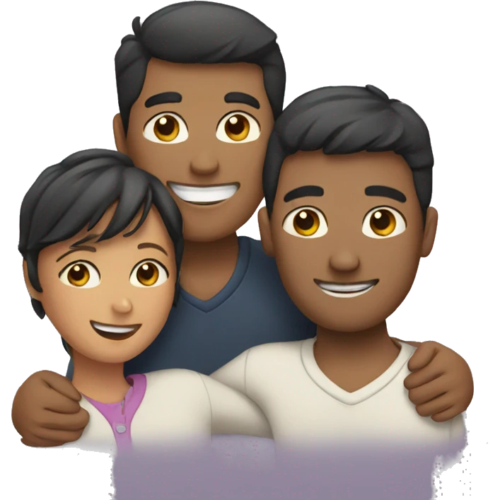 three people hugging emoji