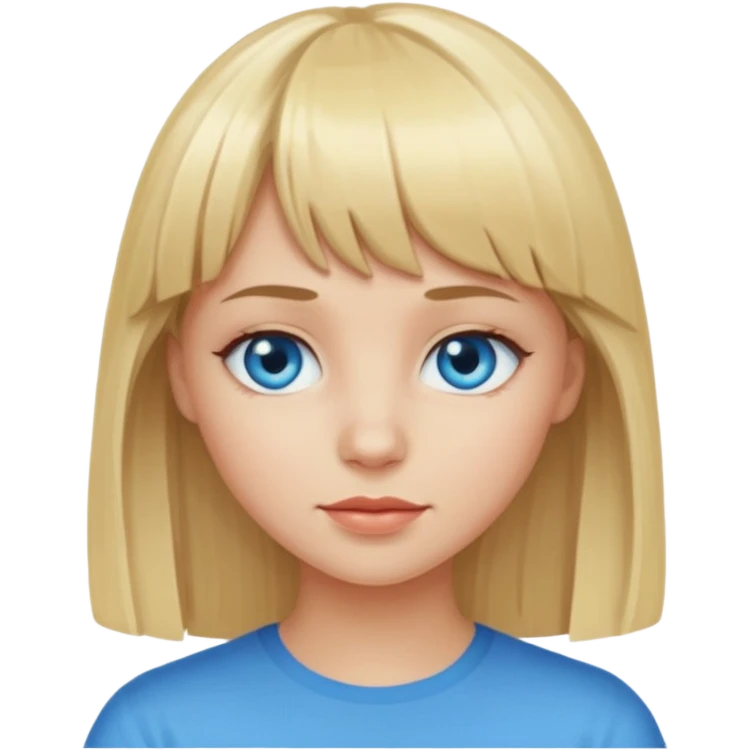 Blonde girl with bangs and blue eyes emoji