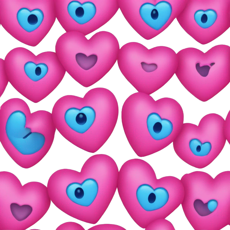 Heart eyes emoji with one hot pink heart eye and one bright blue heart eye emoji