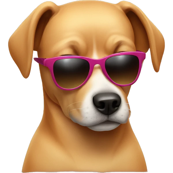 Dog wearing sunglasses with and bikini emoji