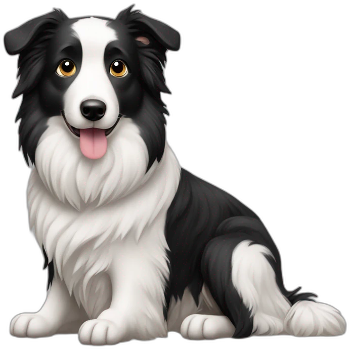 Black and withe dog like a birder collie and a maltese emoji