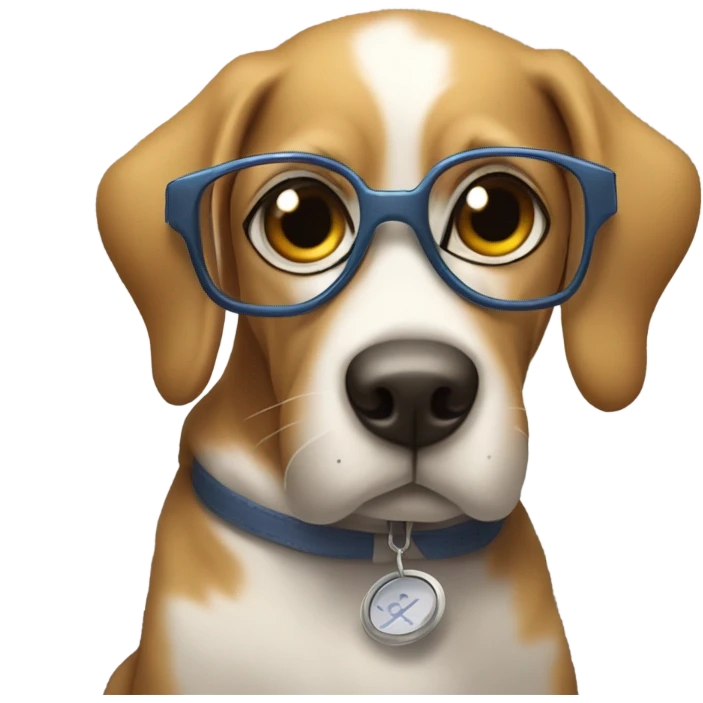 Dog giving an eye exam emoji