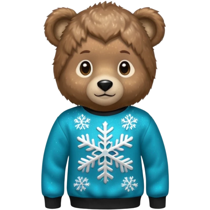 Glitter bear with cyan snowflake black sweatshirt emoji