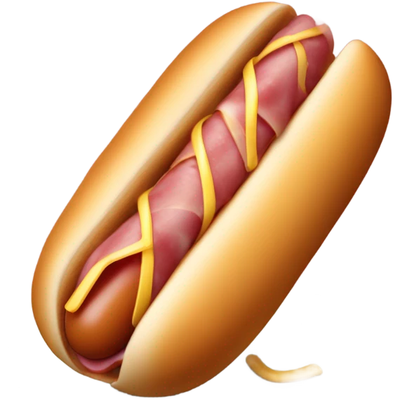 Ham wrapped hot dog, no bun, does not look appetizing emoji