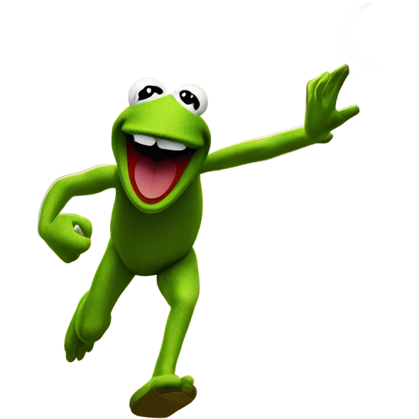 Kermit the Frog chased and trampled by a herd of buffalo emoji
