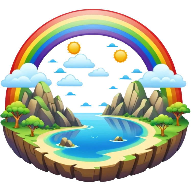 Rainbow Bridge – Arched rainbow connecting flying islands. emoji