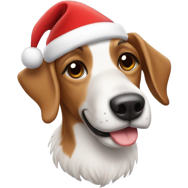 Dog wearing Christmas hat emoji