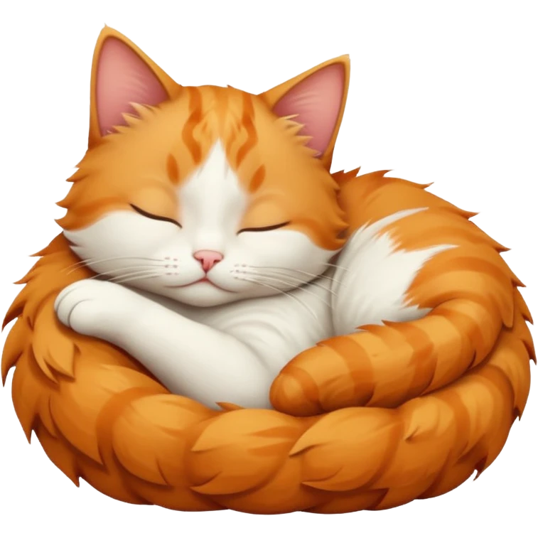 ginger and white small cat sleeping in weird position emoji