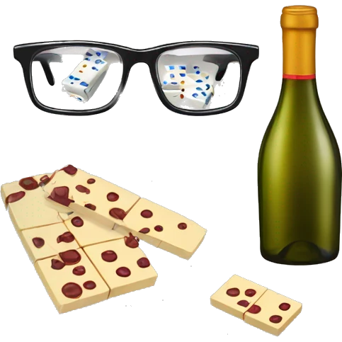 Glasses, wine and dominoes emoji