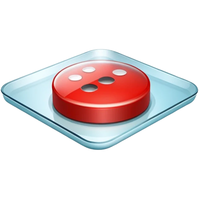 A big red round button under a square-shaped glass lid emoji