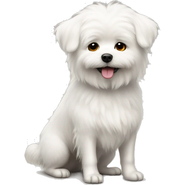 Little White fluffy Dog with short legs emoji