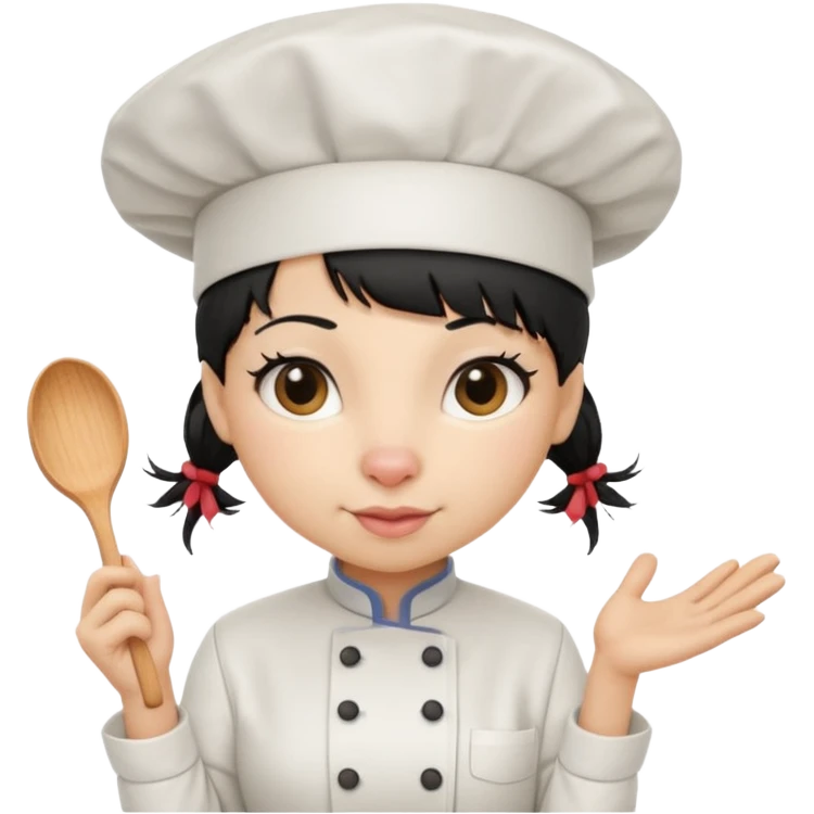 A rat that looks like a female with a fringe and chefs hat black hair emoji