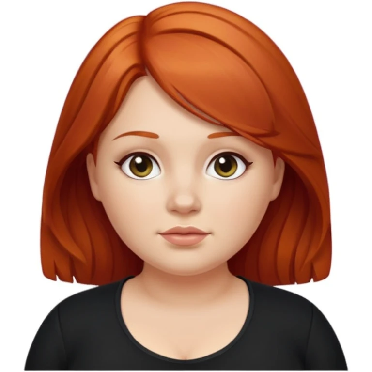 Mujer pelirroja medianamente gordita con el cabello un poco ondulado y lacio, con ropa negra emoji