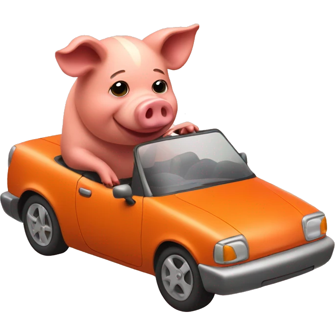 Pig driving orange car emoji