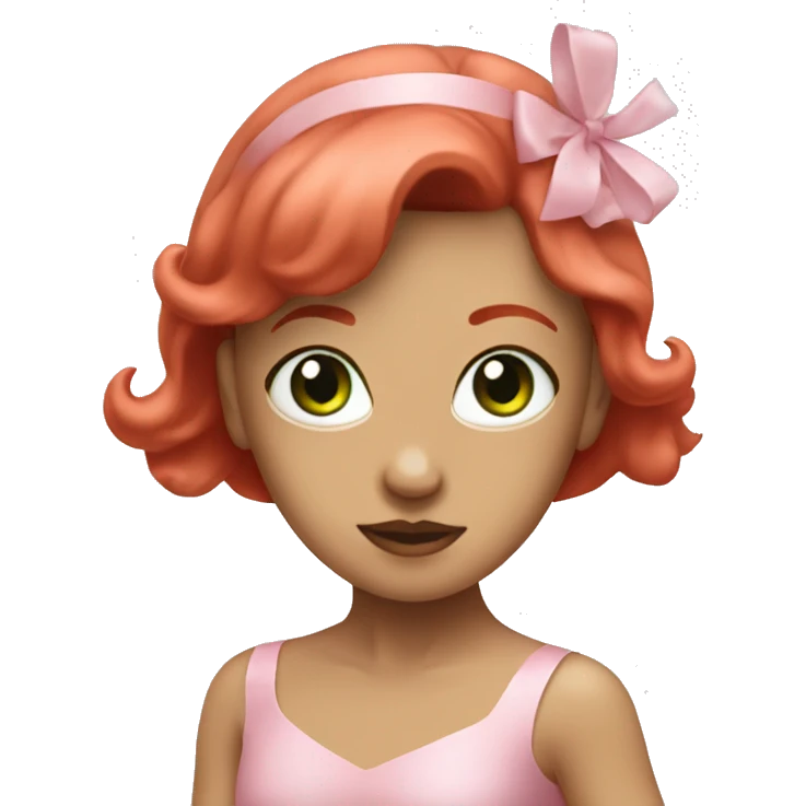 Medium light ballerina with pink dress, green eyrs and red hair emoji