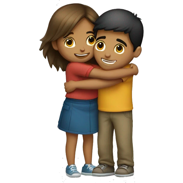 A girl and a boy hugging  emoji