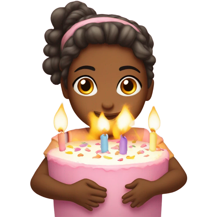 Niña soplando velas de cumpleaños emoji