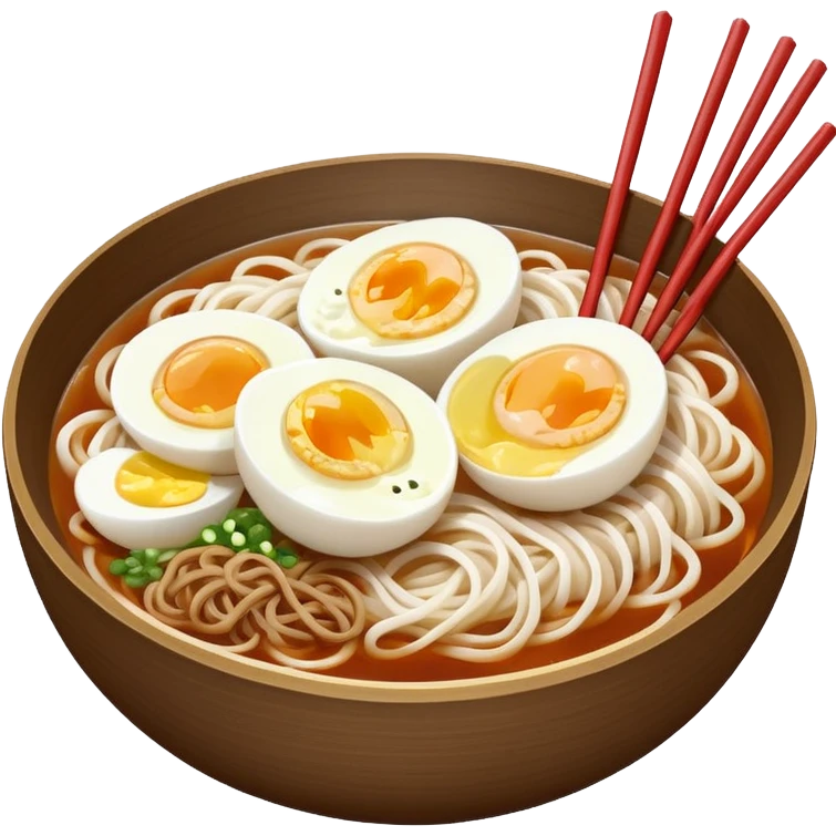 simple naengmyeon half a boiled egg on top, no extra toppings, with chopsticks emoji