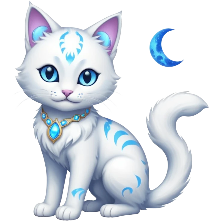 Magical Celestial Lunar-powered Fantasy Feline with lunar markings (full body) emoji