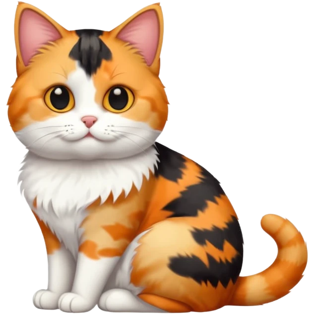full body calico tabby cat with tiny head and fat body emoji